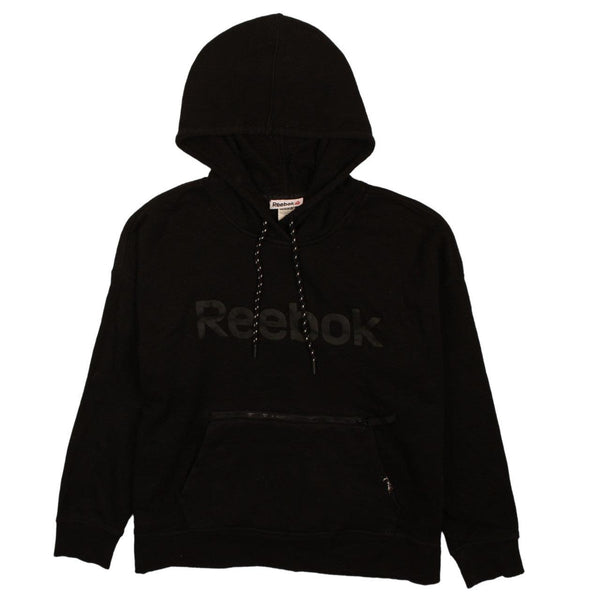Reebok 90's Black Spellout Pullover Hoodie Men's Large Vintage