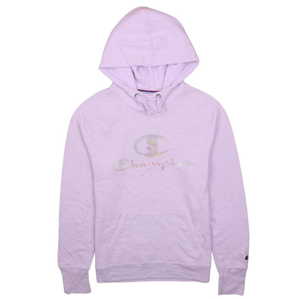 Champion 90's Vintage Spellout Pullover Hoodie Purple Men's Small