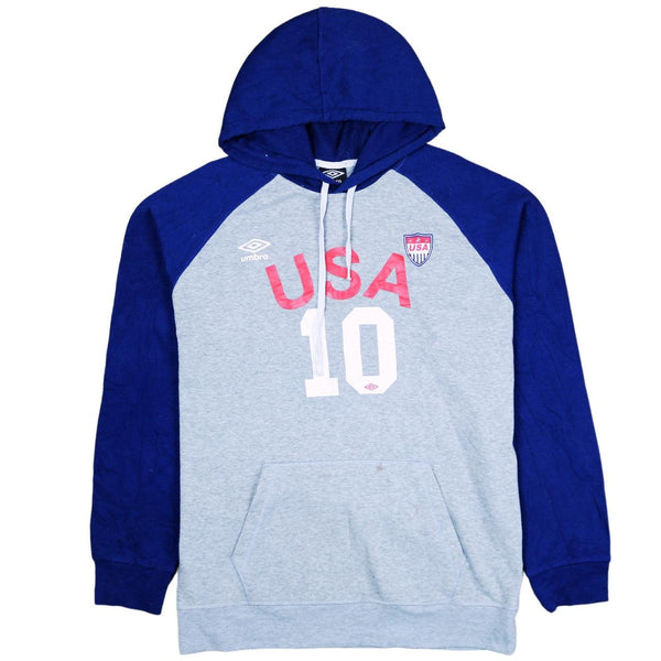 90s Umbro Medium Blue Pullover Hoodie with Pockets