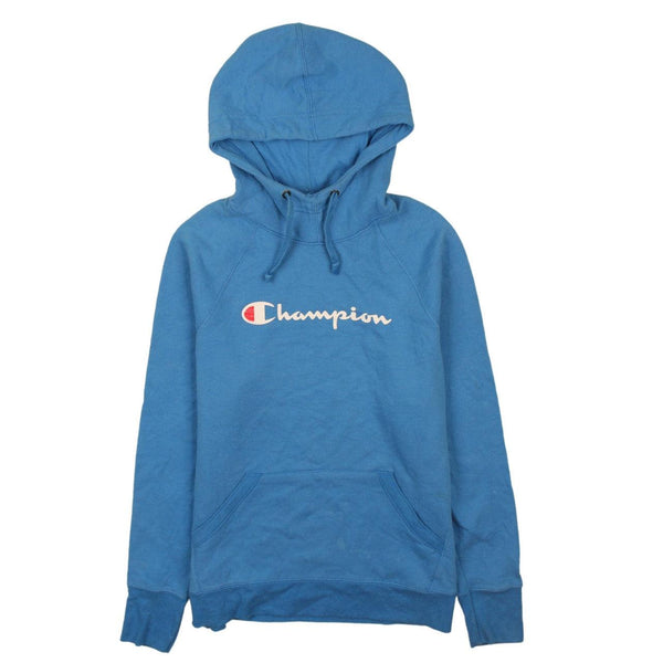 Vintage 90's Champion Spellout Pullover Hoodie Small Blue Men's