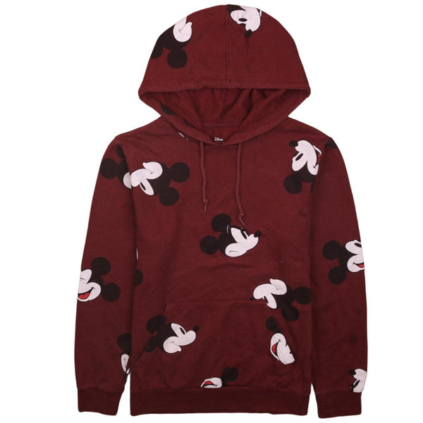 Vintage Disney 90s Burgundy Red Mickey Mouse Hoodie Men's Small