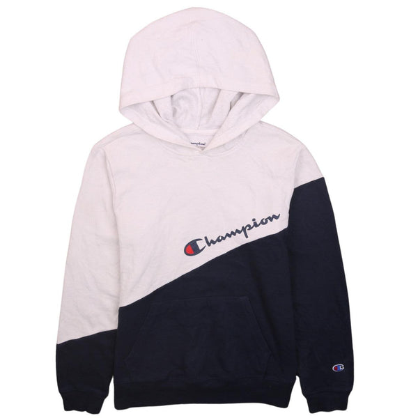 Vintage Champion Navy Blue 90's Spellout Pullover Hoodie XLarge