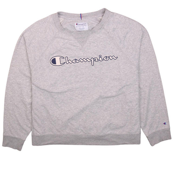 Vintage Champion 90's Grey Spellout Crew Neck Sweatshirt 2XL XXL