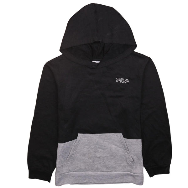 Fila 90's Drawstring Pockets Pullover Hoodie Large Black