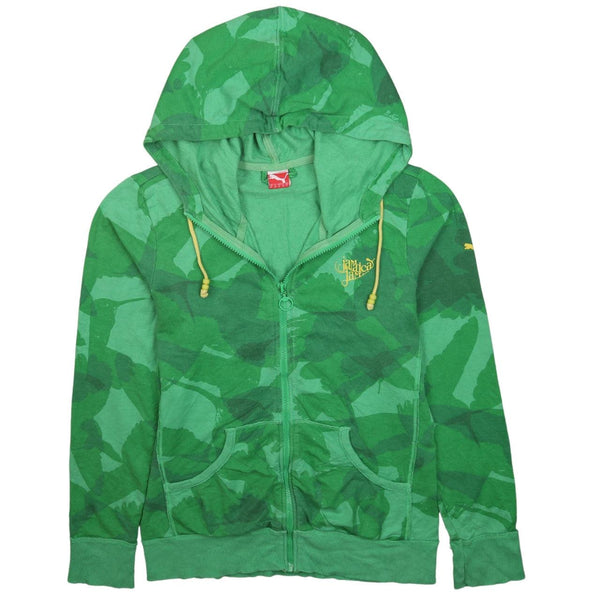 Puma 90's Drawstring Pockets Full Zip Up Hoodie Medium Green