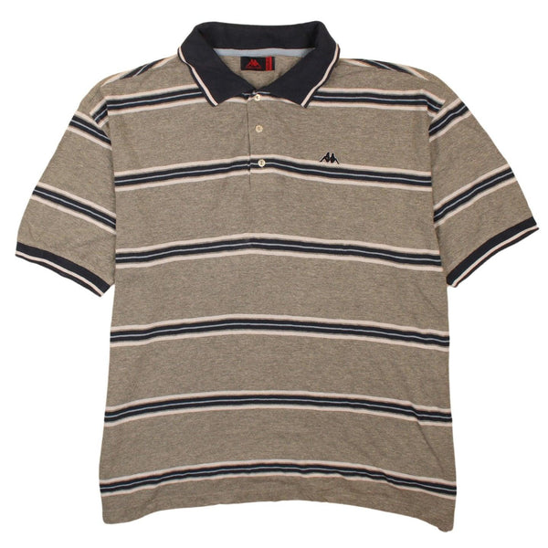 Kappa 90's Short Sleeves Quarter Button Polo Shirt XXXLarge (3XL) Grey