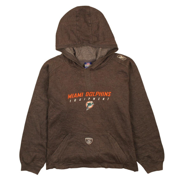 Vintage 90's Miami Dolphins NFL Pullover Hoodie L Grey Women's