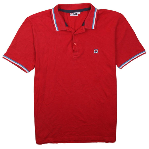 Fila 90's Short Sleeves Quarter Button Polo Shirt XLarge Red