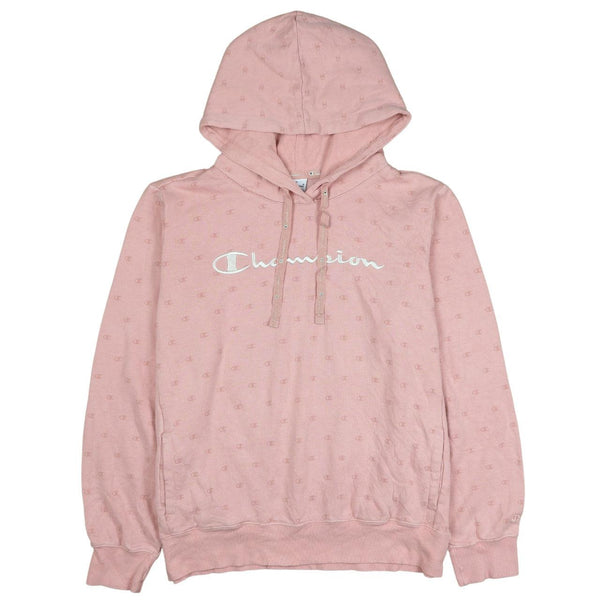 Champion Vintage 90's Women's Spellout Hoodie XLarge Pink Pullover