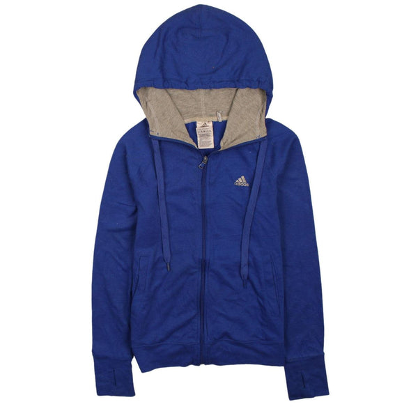 Adidas Women's 90's Vintage Blue Zip Hoodie Sportswear Small Size