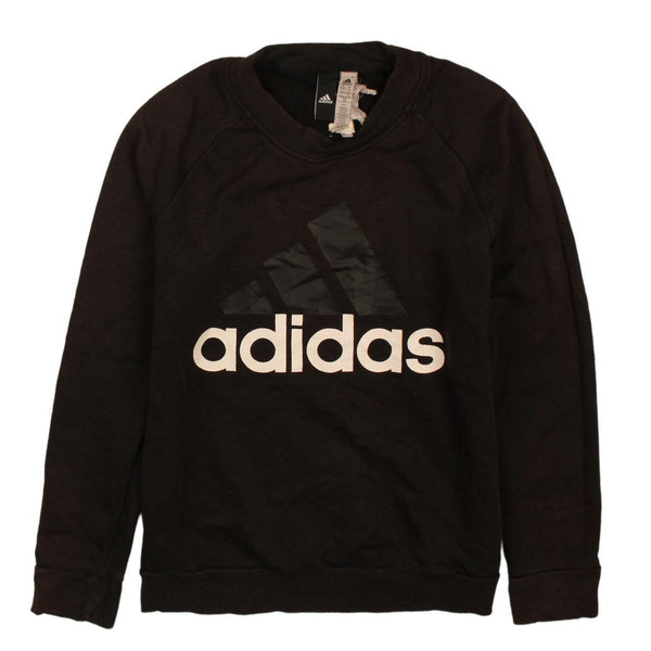 Adidas 90's Black Crew Neck Spellout Sweatshirt Women's Medium