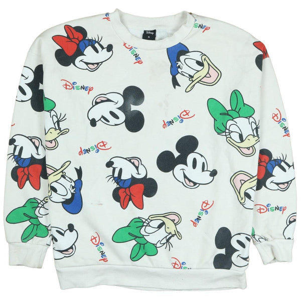 Disney 90s Vintage White Crew Neck Sweatshirt Men's Medium