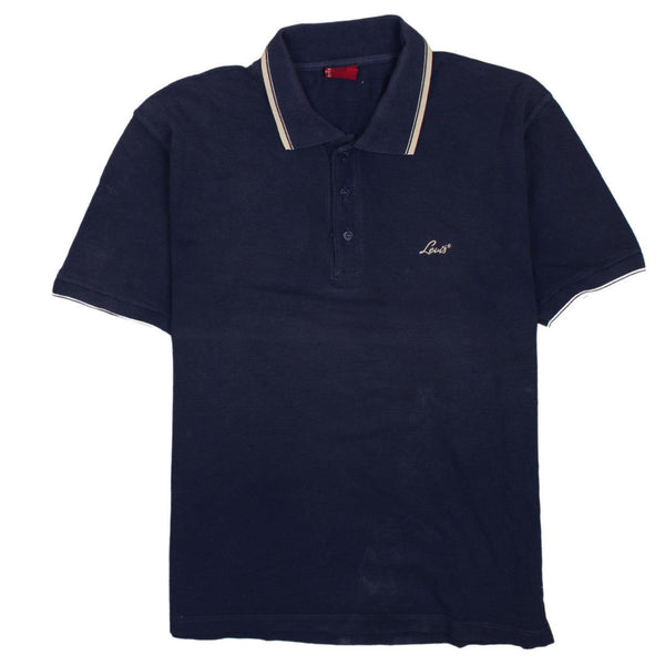 Levi's 90's Short Sleeves Quater Button Polo Shirt XLarge Navy Blue