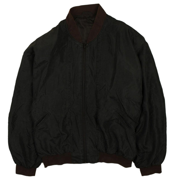 Men's 90s Black Lightweight Full Zip Up Windbreaker Jacket Large