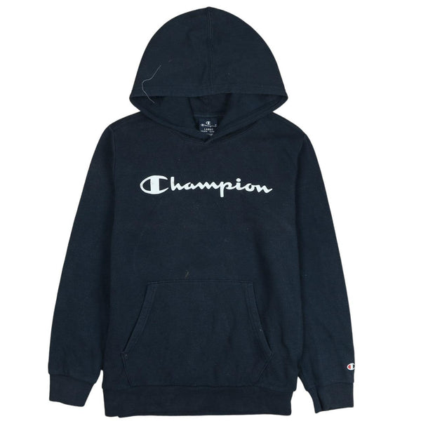Champion Vintage 90's Navy Blue Spellout Pullover Hoodie Women’s L