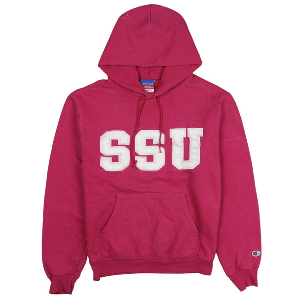 Champion 90s Pink Pullover Hoodie Small w/ Drawstring & Pockets