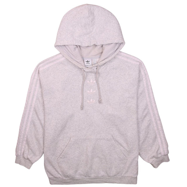 Adidas Vintage 90s Grey Striped Sleeves Pullover Hoodie XXLarge