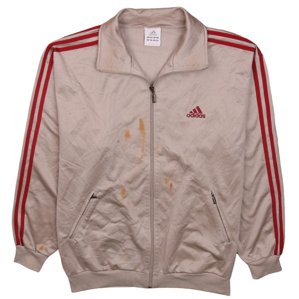 Adidas 90's Tan Brown Striped Sleeves Zip-Up Sweatshirt Men's M