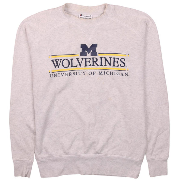 Champion 90's Michigan Wolverines Men's Crew Neck Sweatshirt S Beige
