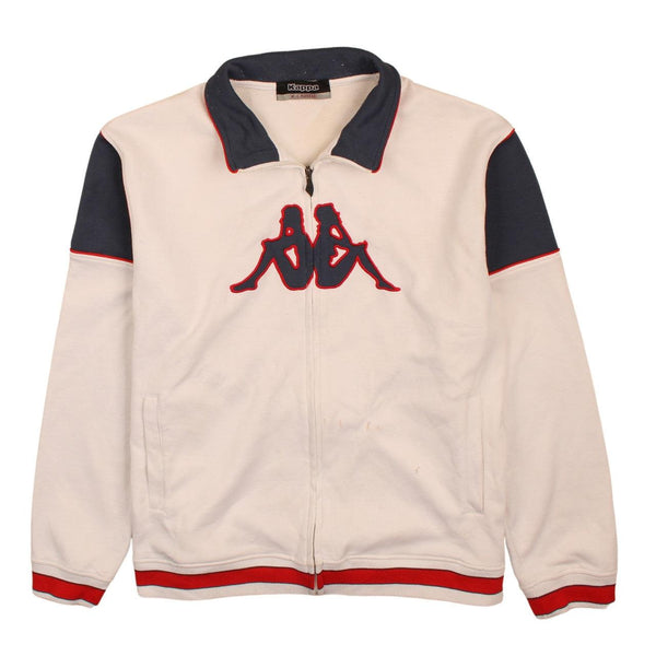 Kappa 90's Heavyweight Full Zip Up Sweatshirt XLarge White