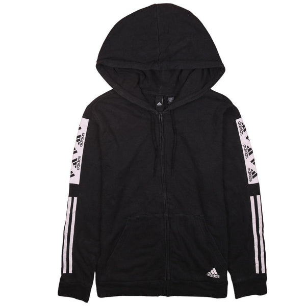 Adidas 90's Black Pullover Hoodie Large w/ Drawstring Pockets