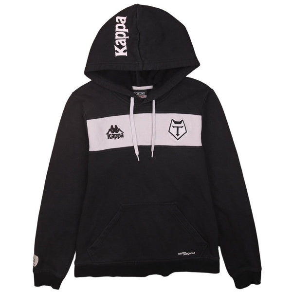 Kappa 90's Drawstring Pockets Pullover Hoodie Medium Black