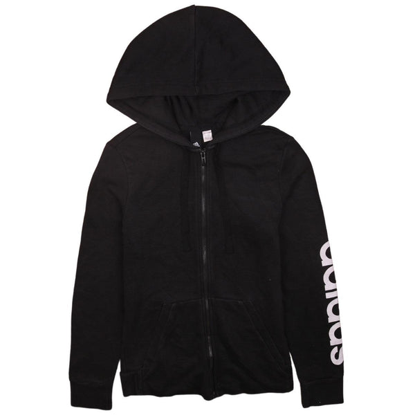 Adidas Vintage 90's Black Full Zip Drawstring Hoodie XSmall Rare