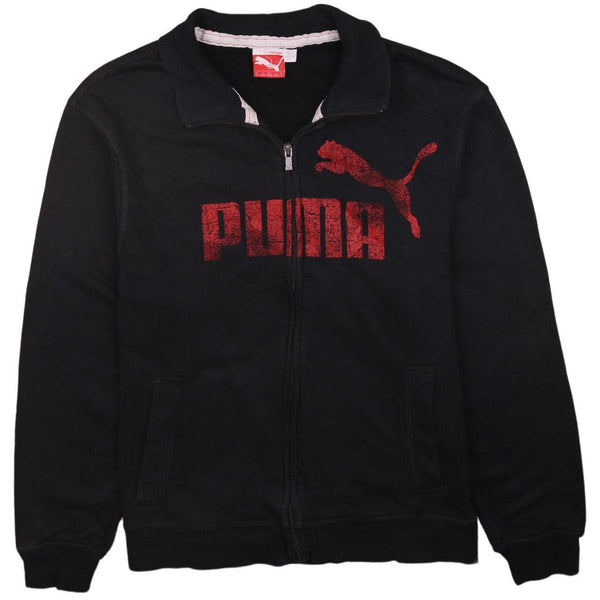 Puma 90's Spellout Full Zip Up Sweatshirt Small Black