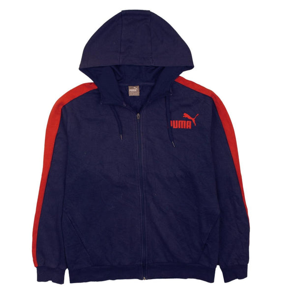 Puma 90's Vintage Sportswear Navy Blue Full Zip Up Hoodie Men's XLarge