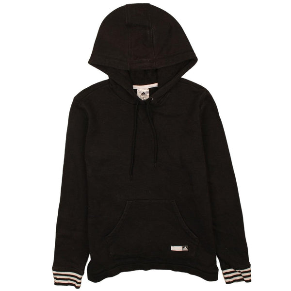 Adidas Vintage 90's Black Hoodie Women's Medium Pullover Striped Cuff