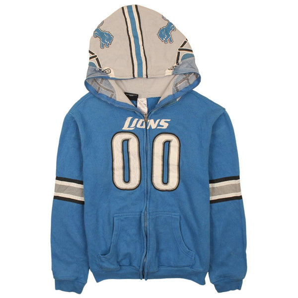 Vintage NFL Lions 90s Full Zip Hoodie Jacket Large in Blue Grey