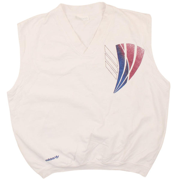 Adidas 90's Vest Sleeveless V Neck Gilet XXLarge (missing sizing label) White