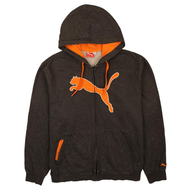 Puma 90's Vintage Spellout Full Zip Hoodie XLarge Grey
