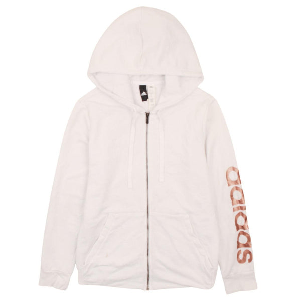 Adidas Vintage 90s Women's Large White Hoodie Drawstring Pocket Zip