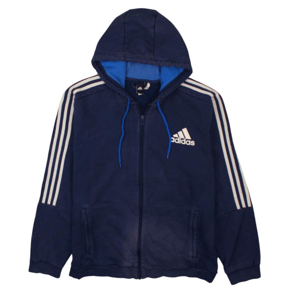 Adidas 90's Striped Sleeves Full Zip Up Hoodie XXLarge (missing sizing label) Navy Blue