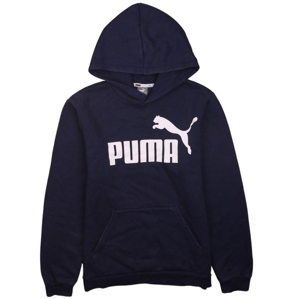Puma Vintage 90's XXLarge Hoodie Spellout Pullover Navy Blue Top
