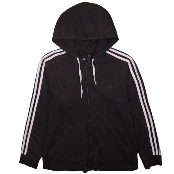 Adidas 90's Striped Sleeves Full Zip Up Hoodie Large Black