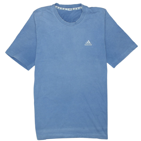 Adidas Vintage 90's Crew Neck Short Sleeve T-Shirt - Blue Small Cotton