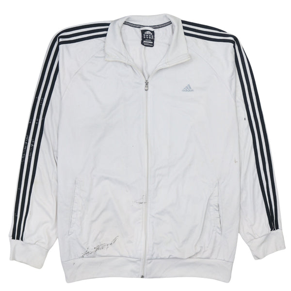 Adidas 90's Striped Sleeve XXLarge White Zip-Up Sweatshirt