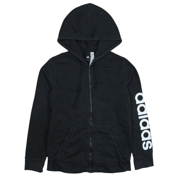 Adidas Vintage 90s Black Full Zip Hoodie with Pockets Size Large
