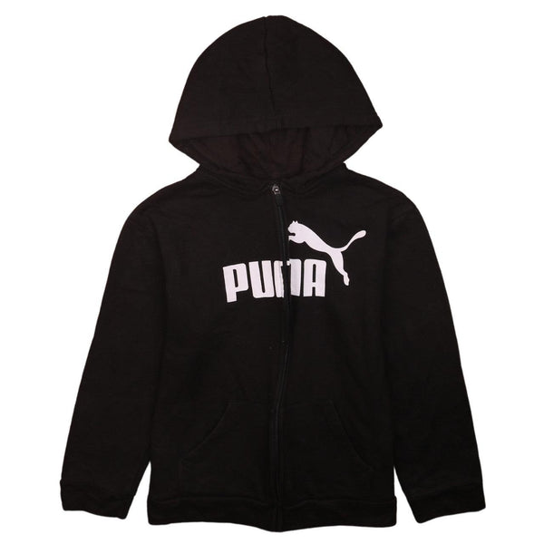 Puma 90's Women's Full Zip Black Hoodie Spellout Large Vintage