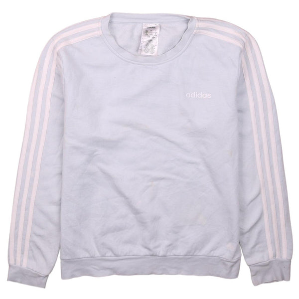 Adidas 90's Blue Striped Sleeves Crew Neck Sweatshirt Women's Large