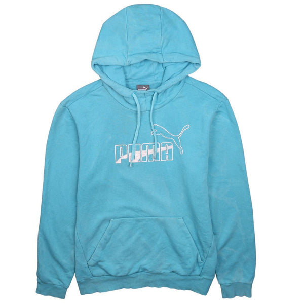 Puma 90s Spellout Vintage Blue Pullover Hoodie Men's Small