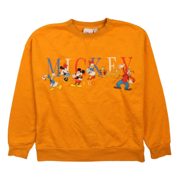 Vintage Disney 90's Mickey Mouse Yellow Crew Neck Sweatshirt Small