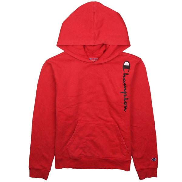 Champion Vintage Red Hoodie Women's XL, 90s Spellout Pullover