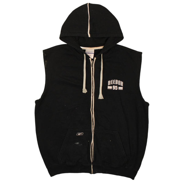 Reebok 90's Black Sleeveless Gilet Vest, Large, Full Zip
