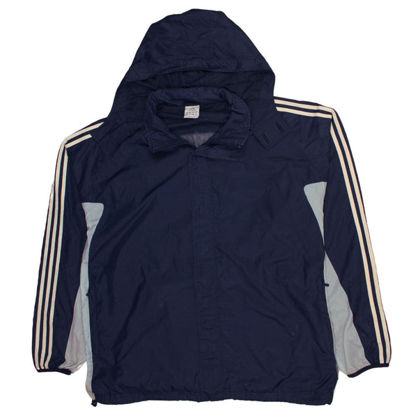 Adidas 90's Hooded Full Zip Up Windbreaker XLarge Navy Blue