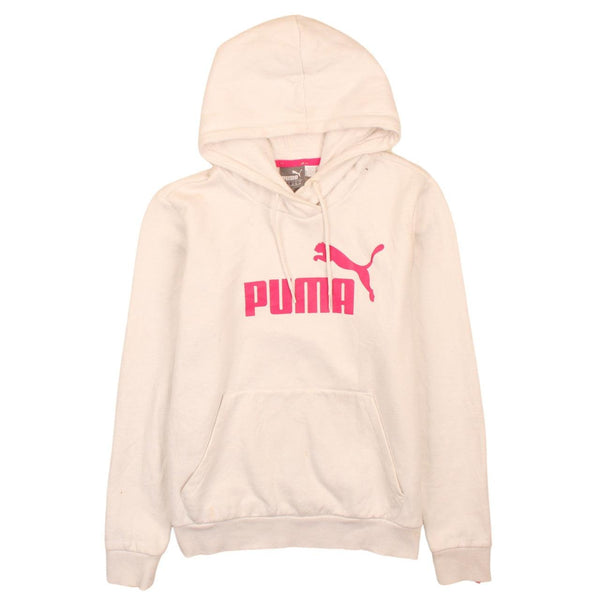 Puma 90's Vintage Spellout Pullover Hoodie Large White Retro Style