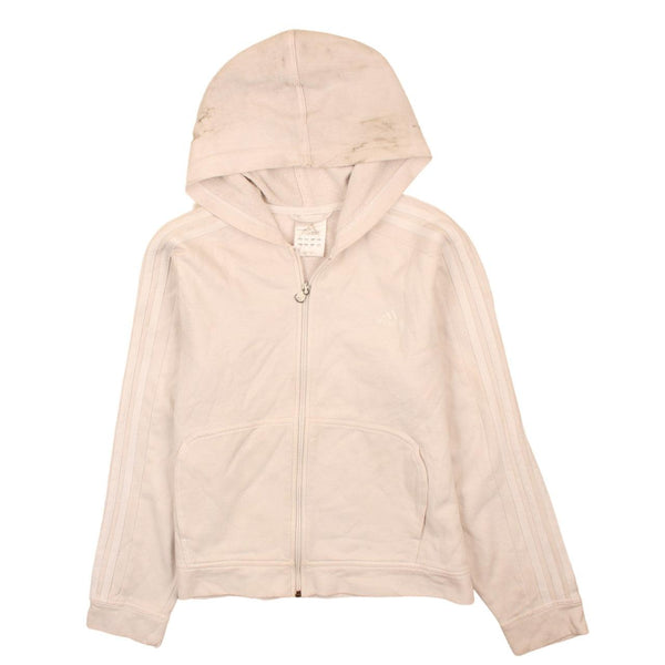 Adidas 90's Striped Sleeves Full Zip Up Hoodie Large Beige Cream