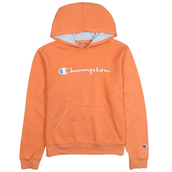 Champion 90's Vintage Spellout Orange Hoodie XLarge Women's Pullover